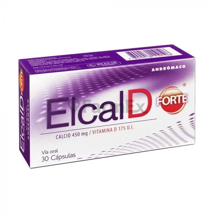 Elcal D Forte 450 mg / 175 U.I. x 30 cápsulas ANDROMACO